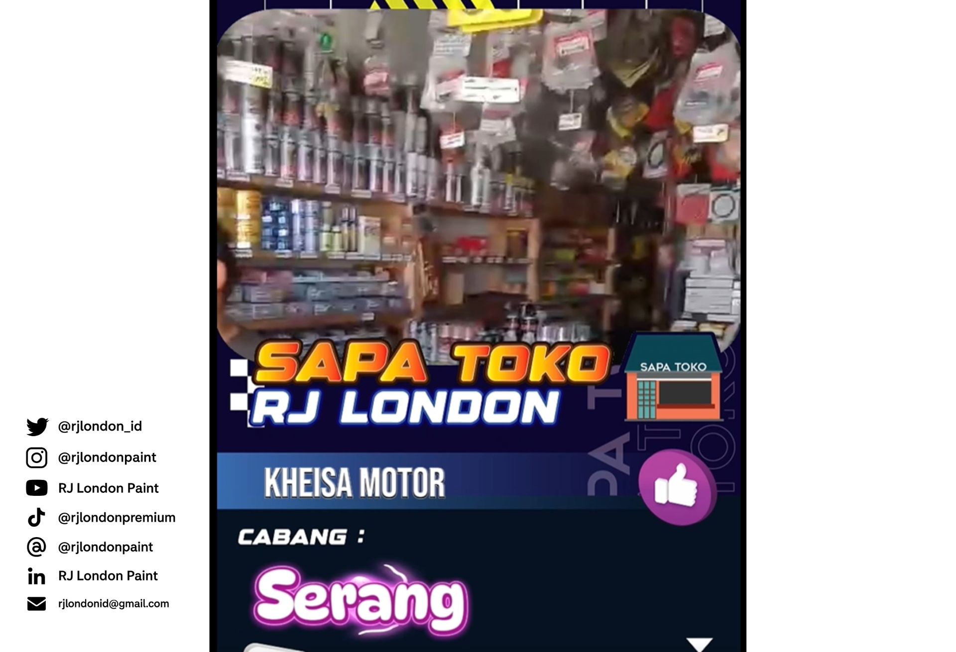 Sapa Toko Cabang Serang Toko Kheisa Motor, Mitra Setia Produk Aerosol RJ London